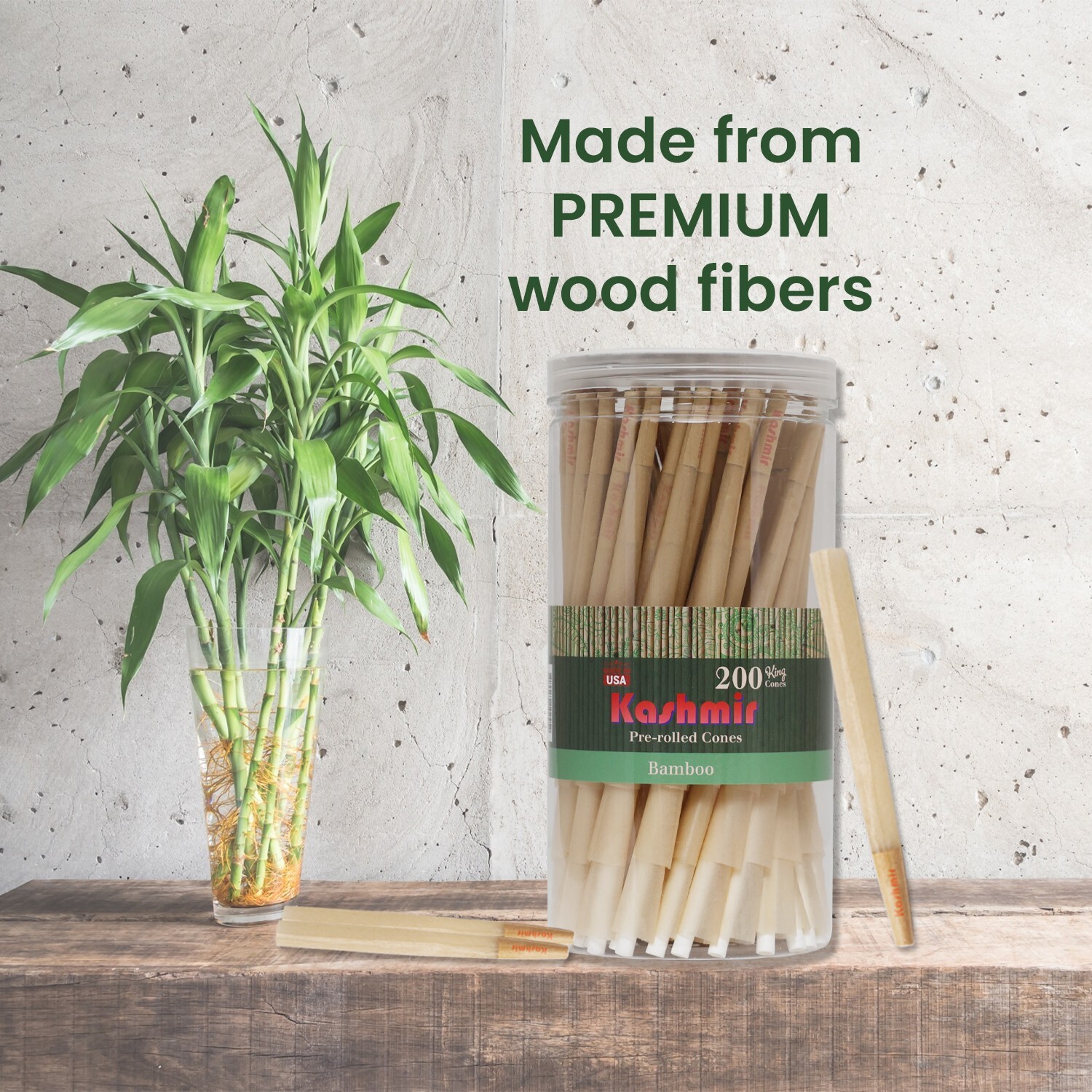 Pre Rolled Cones King Bamboo Rolling Papers Cone Slow Burning 200 Ct by Kashmir