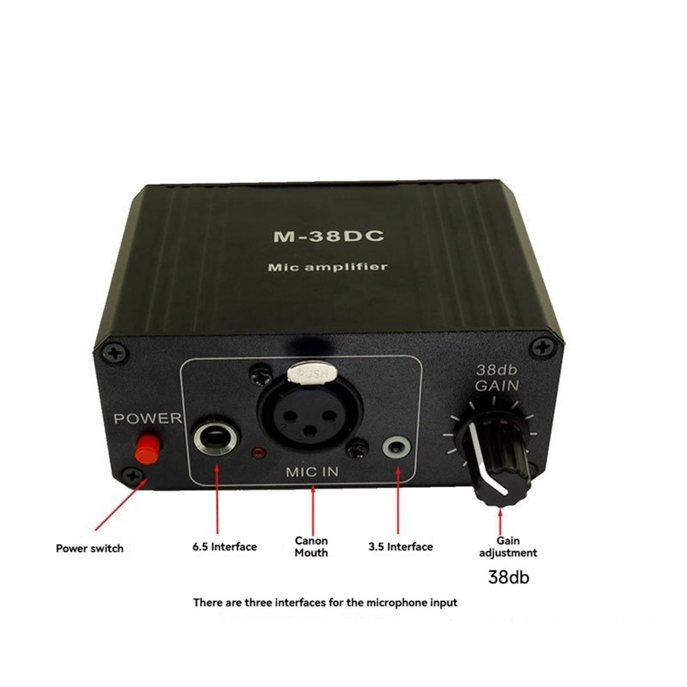 Protable Microphone Preamp High Gain 48V Phantom XLR Output Mic4734