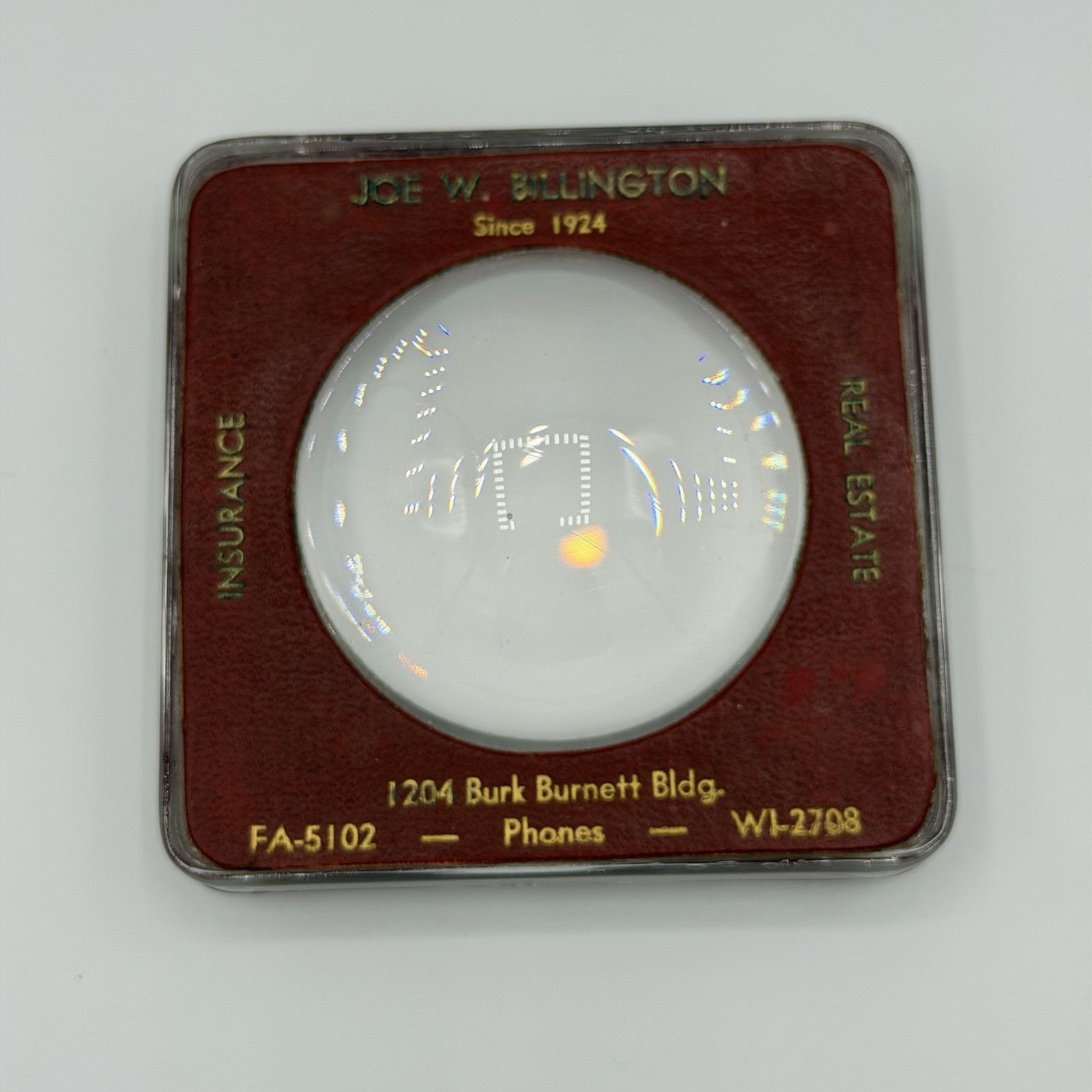 Vintage Glass Advertising Bubble Magnifier/Paperweight - Real Estate Insurance ￼