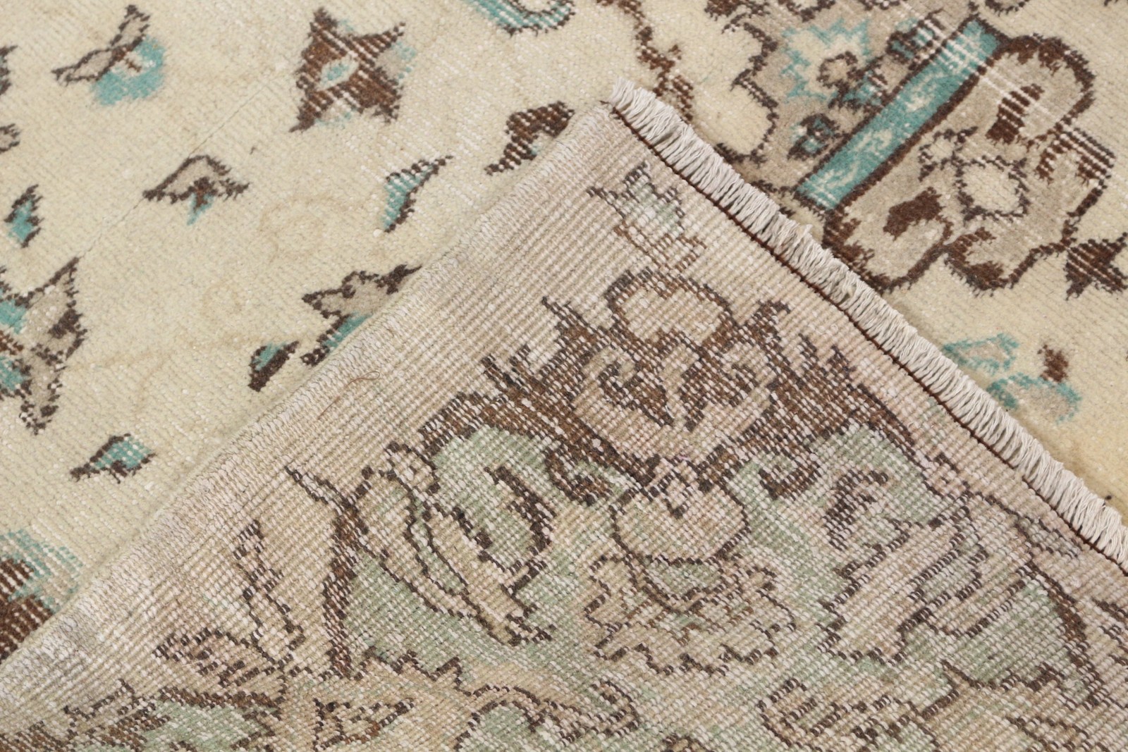 2,5x9,2 ft Runner Vintage Rug, Blue Bordered Turkish Rug