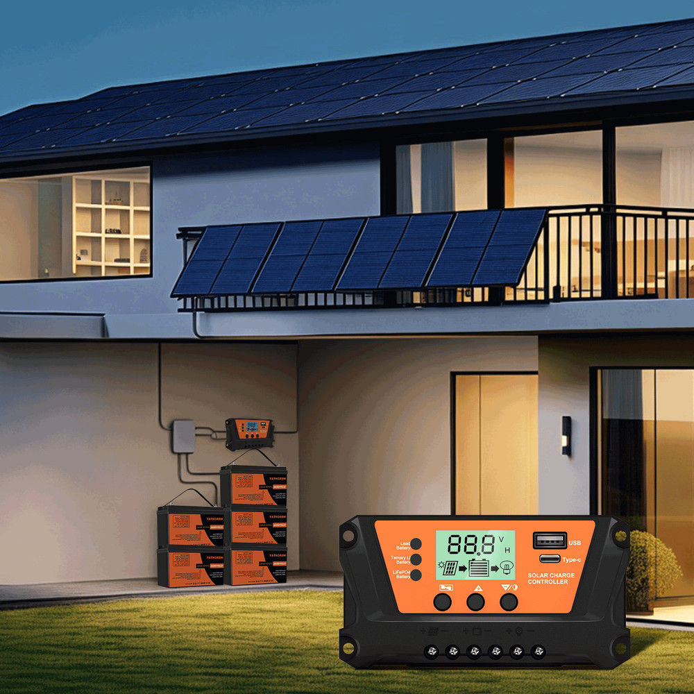 30A Solar Panel Battery Charge Controller 12V/24V LCD Regulator Auto Dual USB