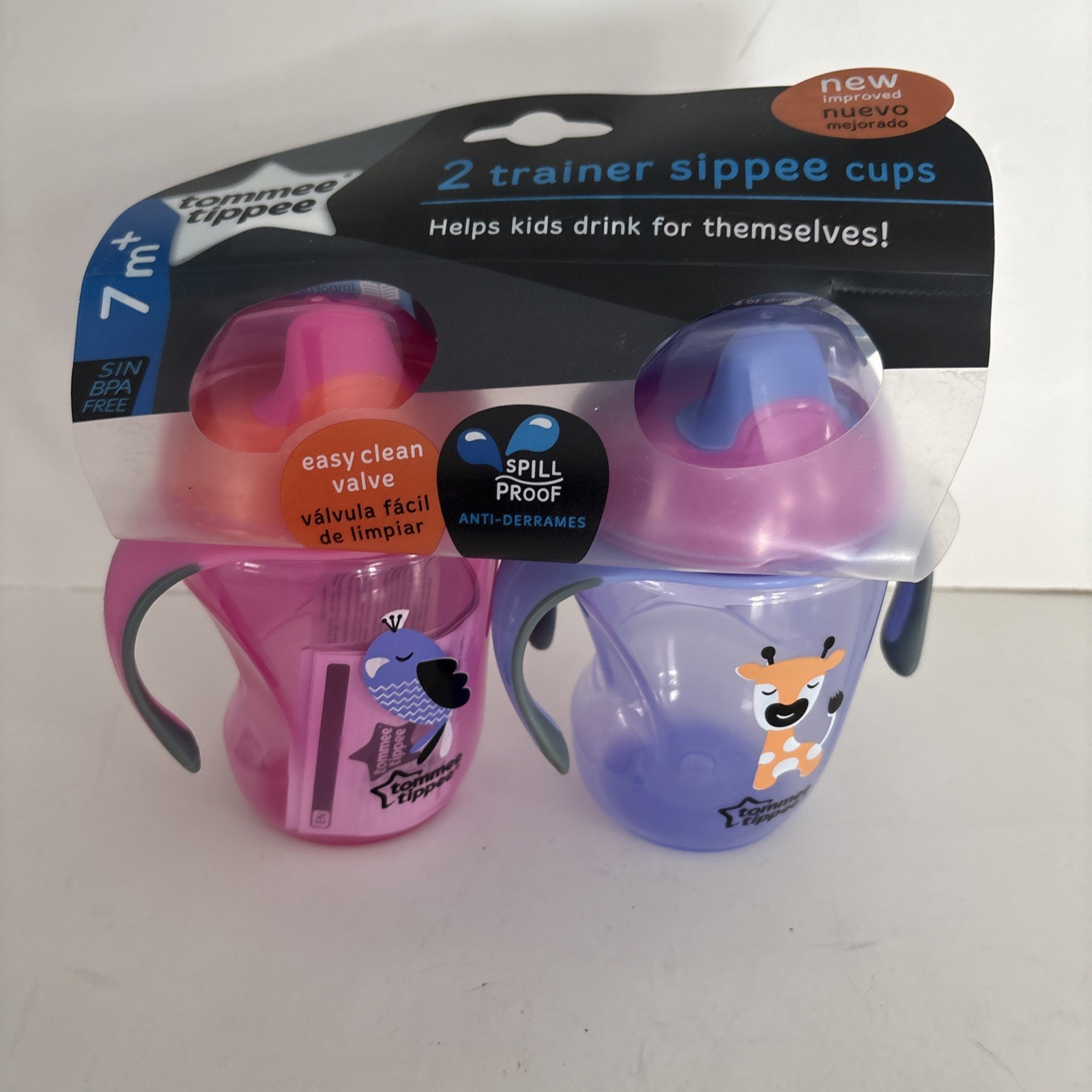 Tommee Tippee 2 Trainer Sippee Cups 7+ Sin BPA Free - Spill Proof 8 oz New
