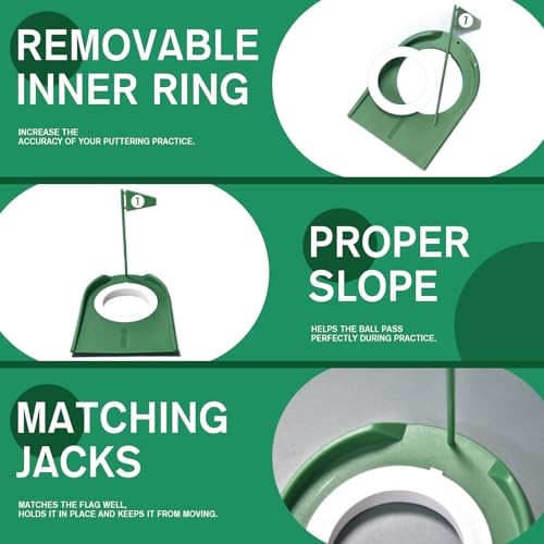 9 Pack Golf Putting Cups with Flags, Plastic Golf Training Aids with Golf Green
