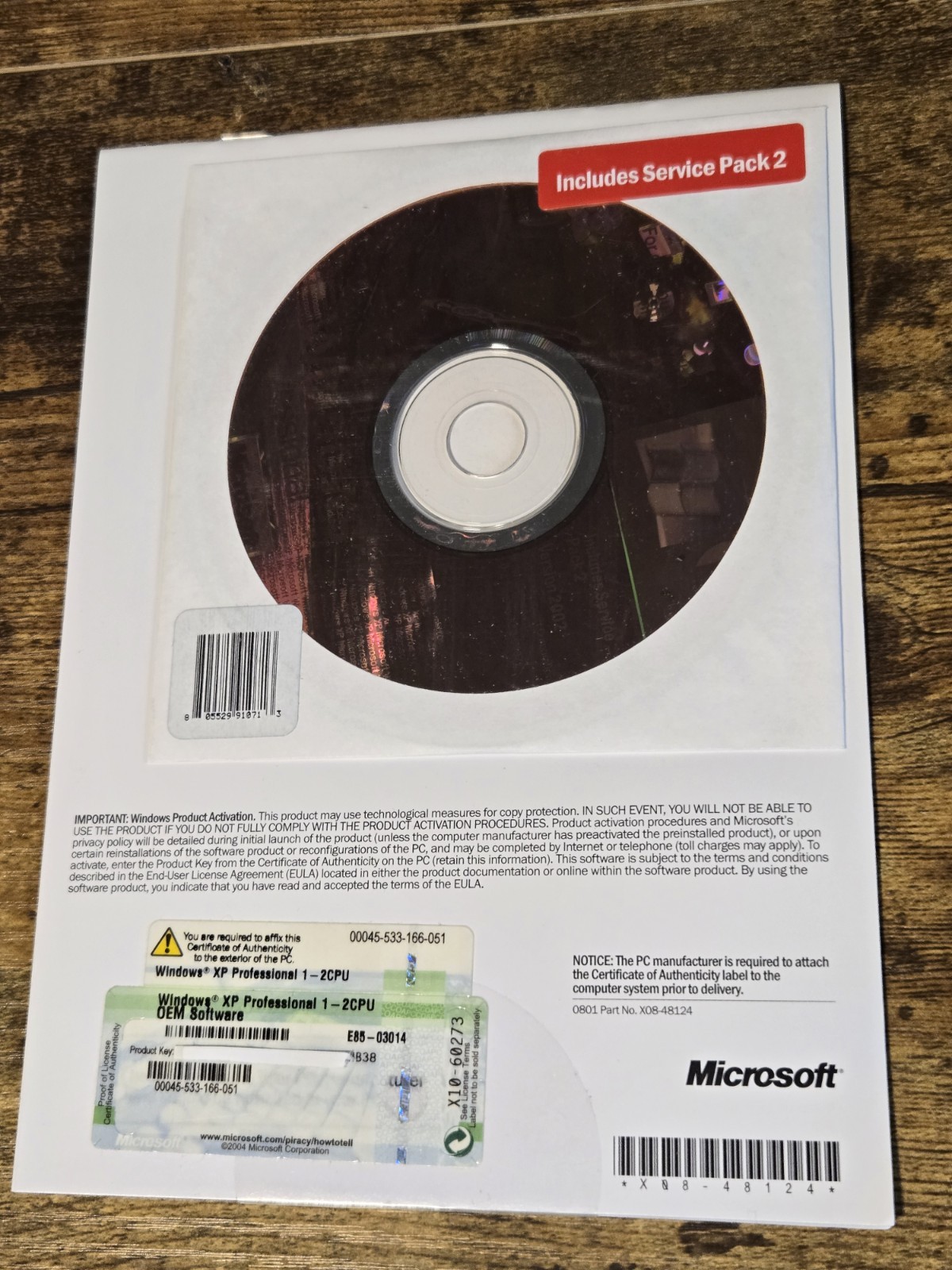 Microsoft Windows XP Professional W/SP2 + License Key