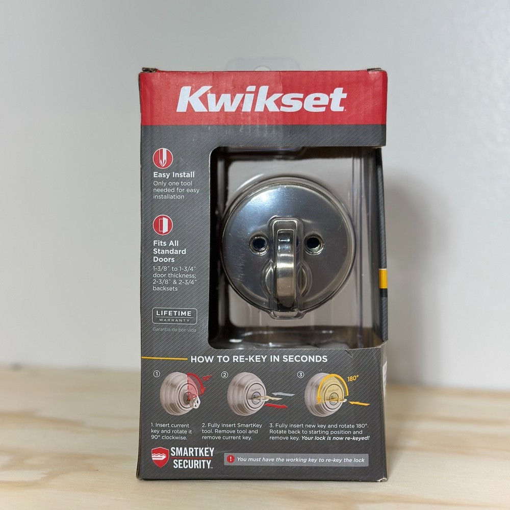 Kwikset SmartKey Deadbolt Lock Keyed One Side High Security