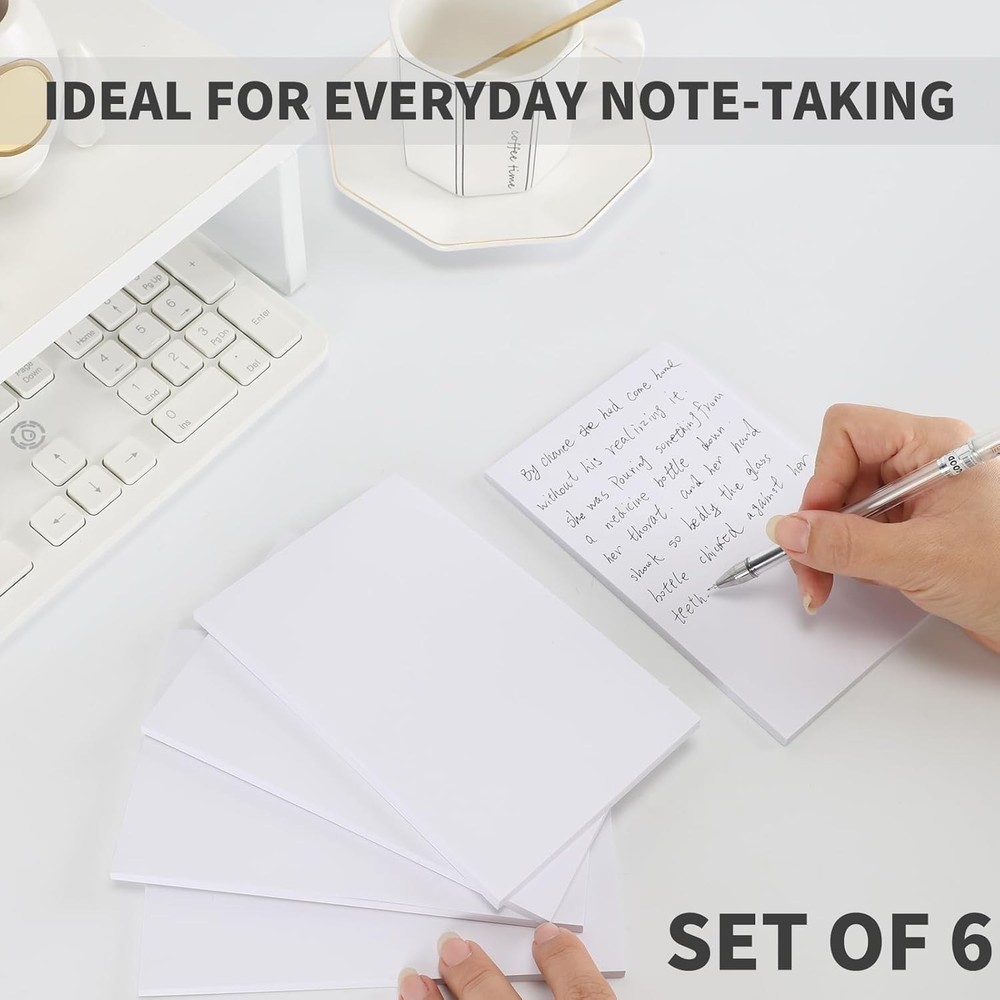6 Pack 4x6 Blank Memo Note Pads 50 Sheets Small Scratch Pads for Writing