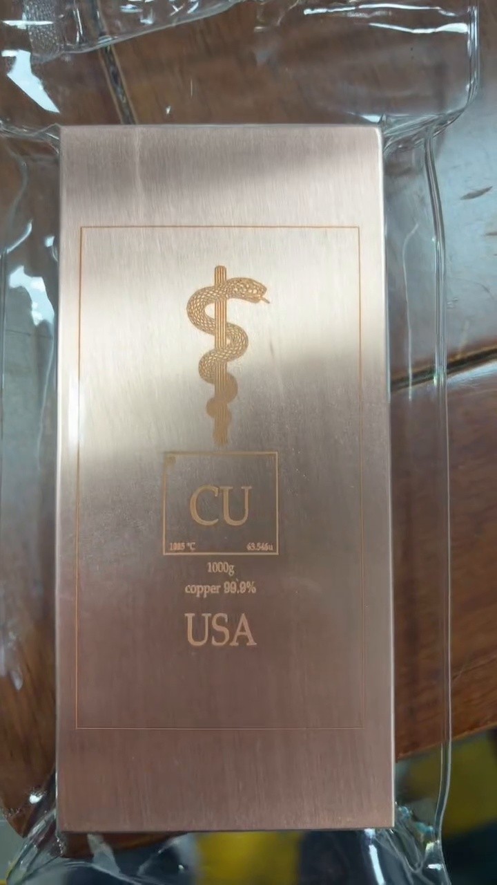 1 (One) Kg Kilogram Pure copper Bullion Bar 1000g weight sinker 1kg plummet