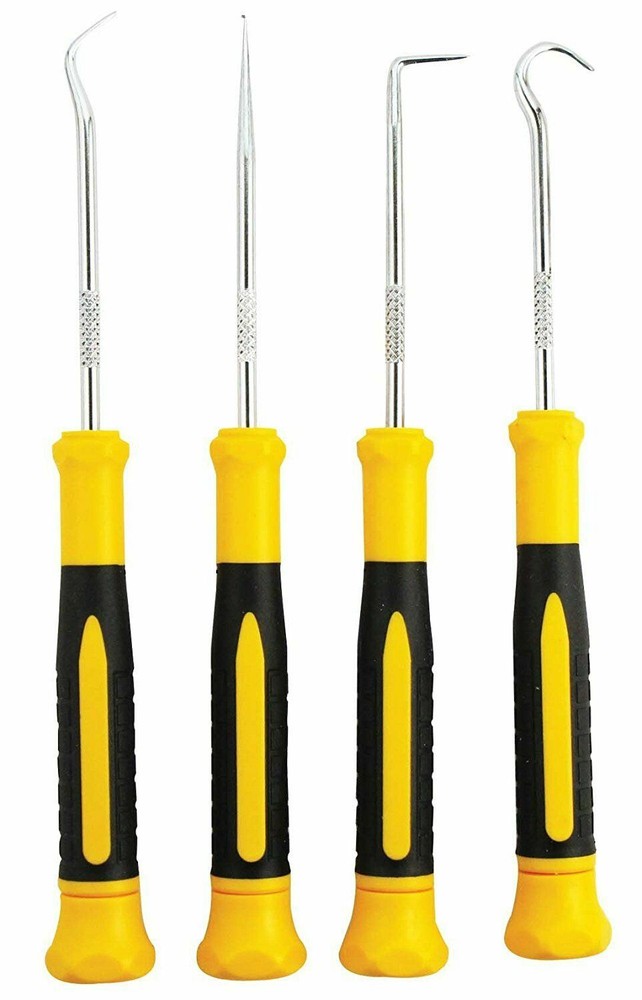 New 4pc Mini Pick & Hook w / Dual Colored Set Handle & Hardened Tip