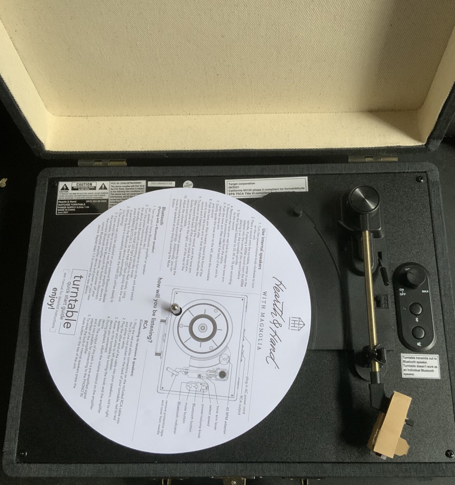 🍏 Suitcase Record Player Dark Gray - Hearth Hand with,Without Charger ‼️