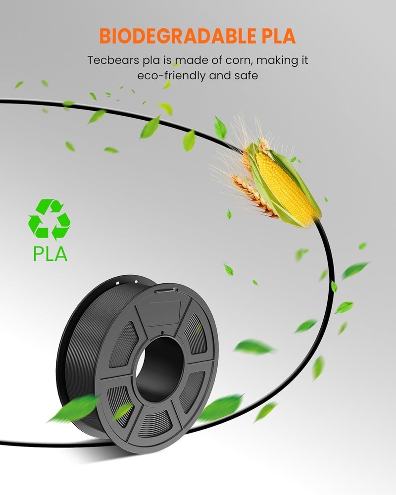 TECBEARS 10KG PLA 3D Printer Filament Bundle 1.75mm Entry Level No Clogging Gray