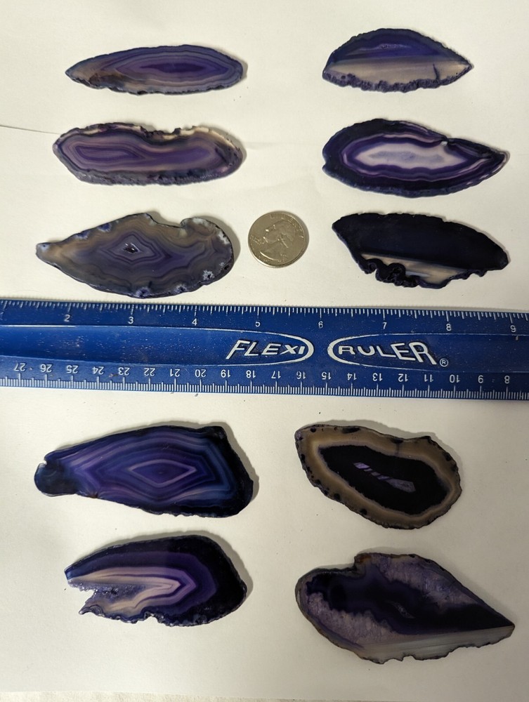1  large thin agate slice per lot purple