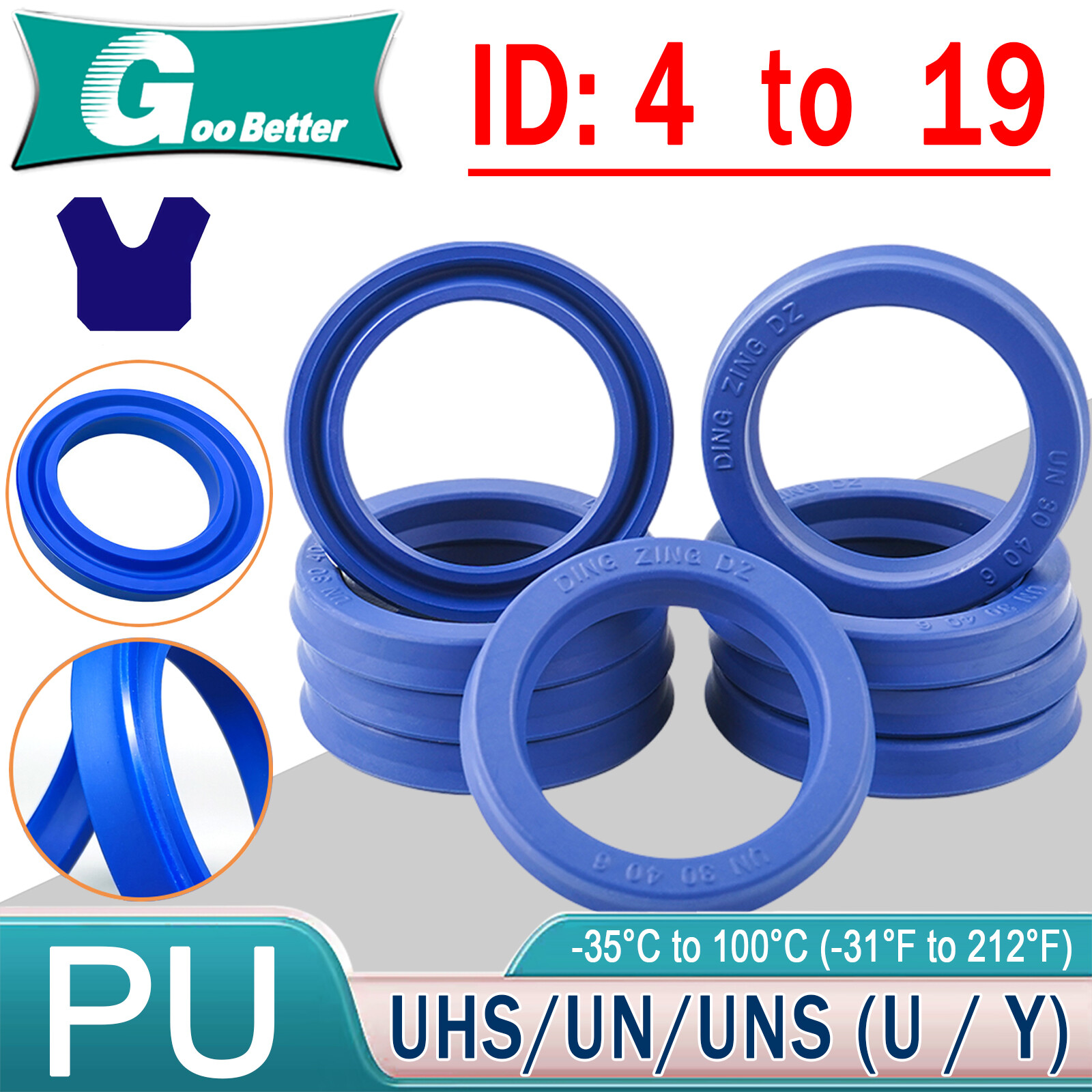 U-cup Hydraulic Ram Seal Y Seal Rod & Piston Working Cylinder 4/6/8/9/10-18mm ID