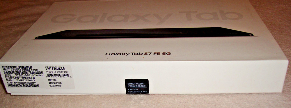 Samsung Galaxy Tab S7 FE OEM Retail Box WITH CASE ONLY!!