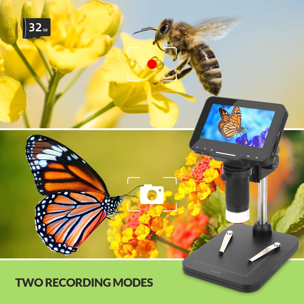 4.3" Coin Microscope 1000x Handheld LCD Digital with Screen Black