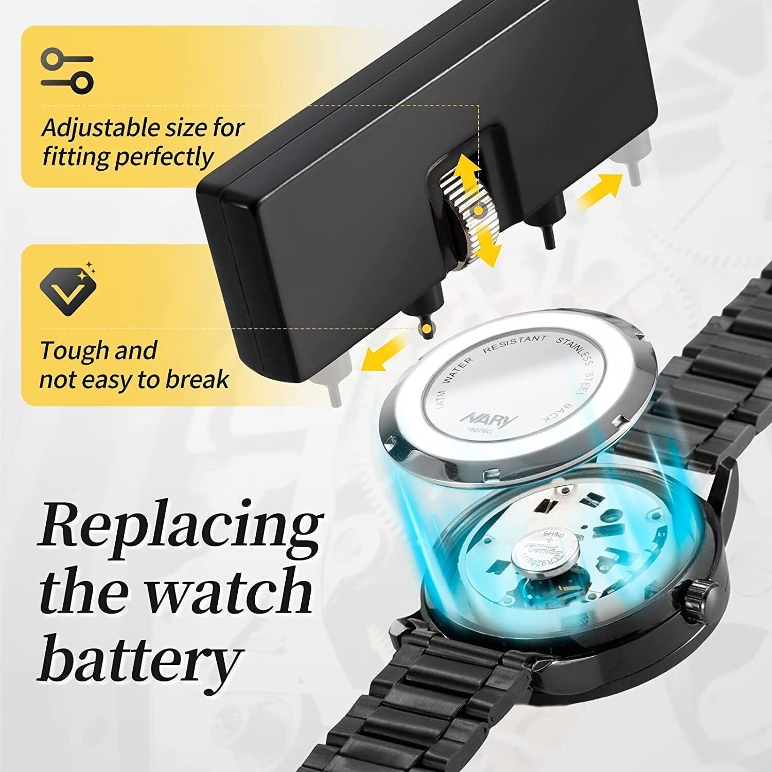 Watch Repair Repairing Tools Kit Case Remover Opener Bar Set Clock Tool