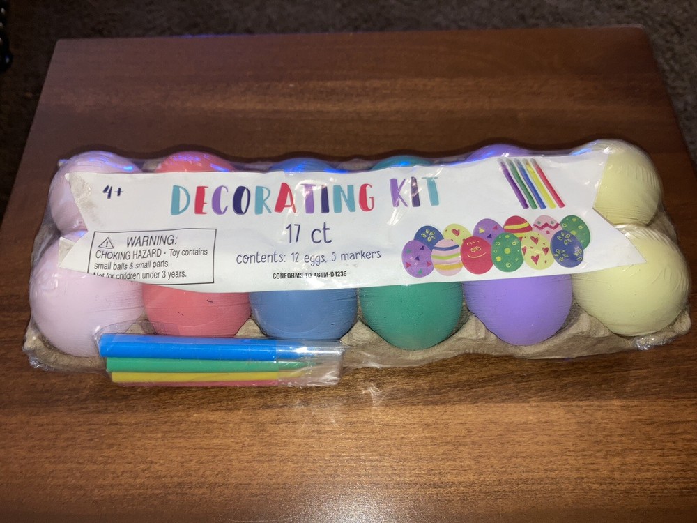 New Plastic Easter Eggs Decorating Color Art Kit 1dozen Markers 17 pc