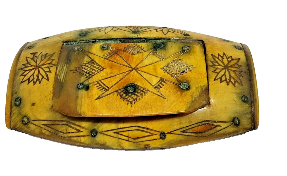 Antique antler snuff box tabatiere tabaquera