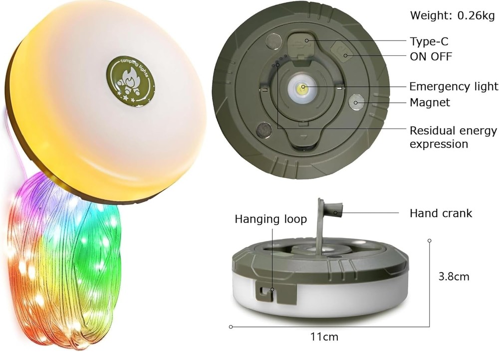 LED Camping String Lights 32.8FT - Weatherproof with USB Charging Capabilities