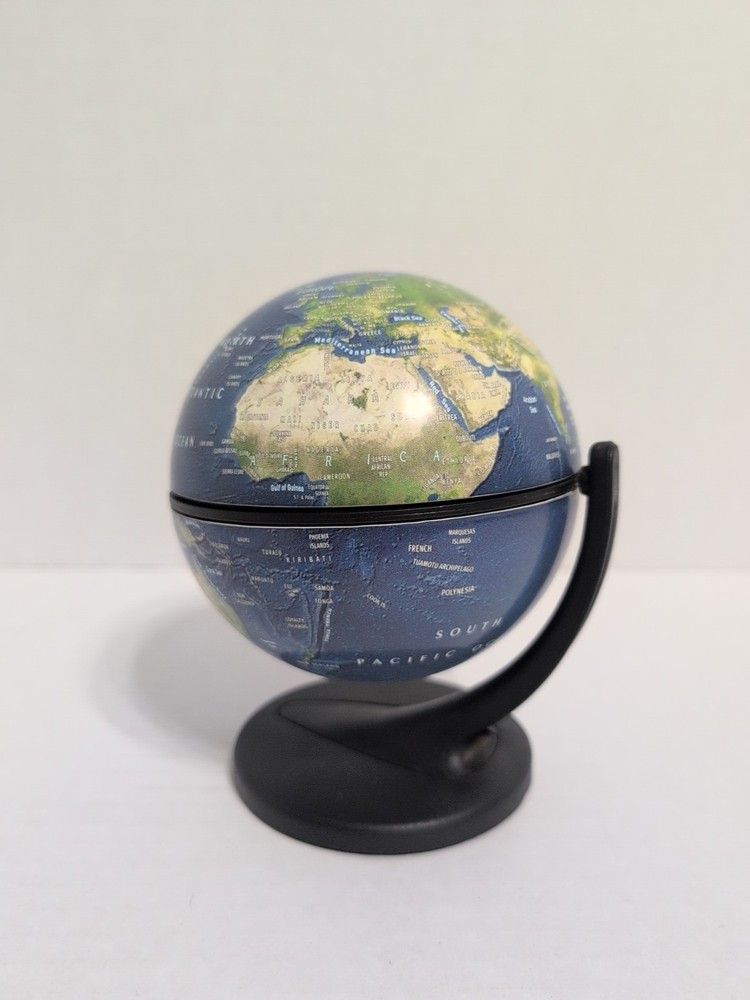 Replogle World Mini Globe 2001 Mini 4" Diameter ￼5.5” Tall Dual Direction Spin