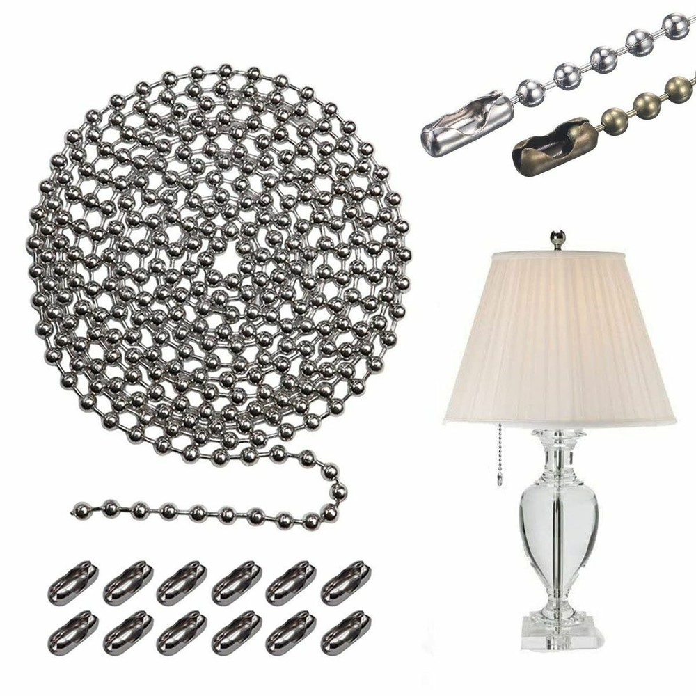 2X 10FT Ceiling Fan Pull Chain Beaded Extension Home Light Decor +Connectors US