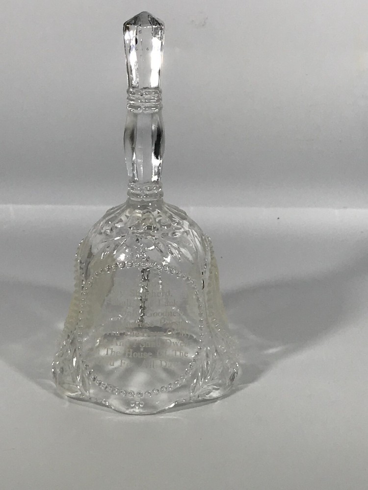 Clear Diamond Cut Glass Bell 5" Lords Prayer Missing Inside Ball