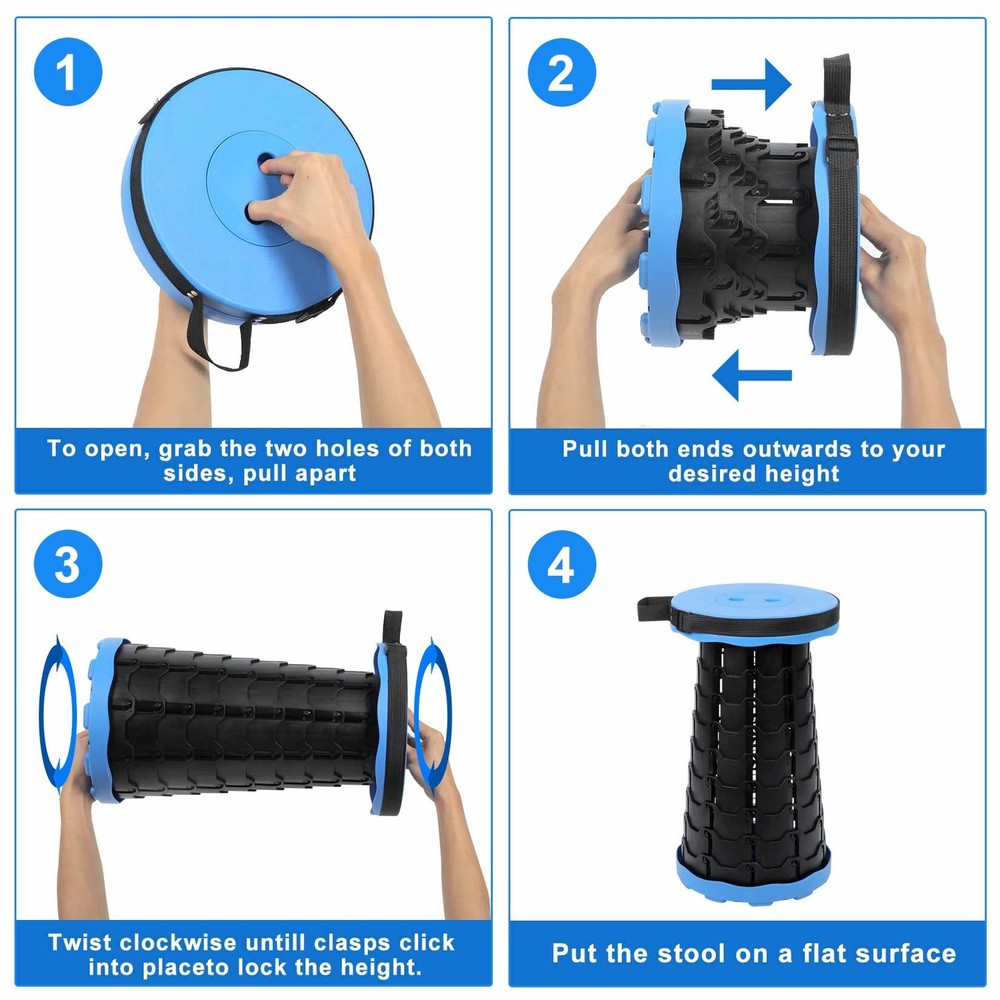 Foldable Telescoping Stool Portable, Retractable Stool for Adults, Upgraded C...