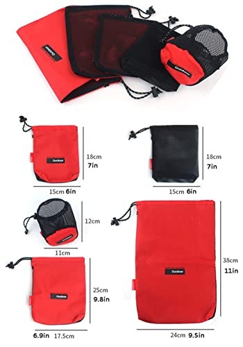 Drawstring Bags Nylon Cinch and Ditty Stuff Pouch Mesh-Stuff-Sack Medium Red