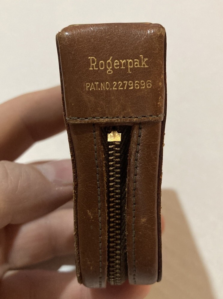 Vintage Rogerpak Dispensing Cigarette Holder Case Leather