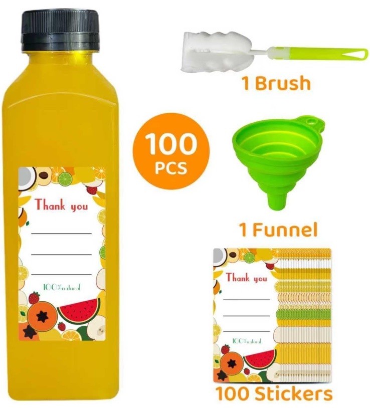 100pcs 16 oz Plastic bottles with lids