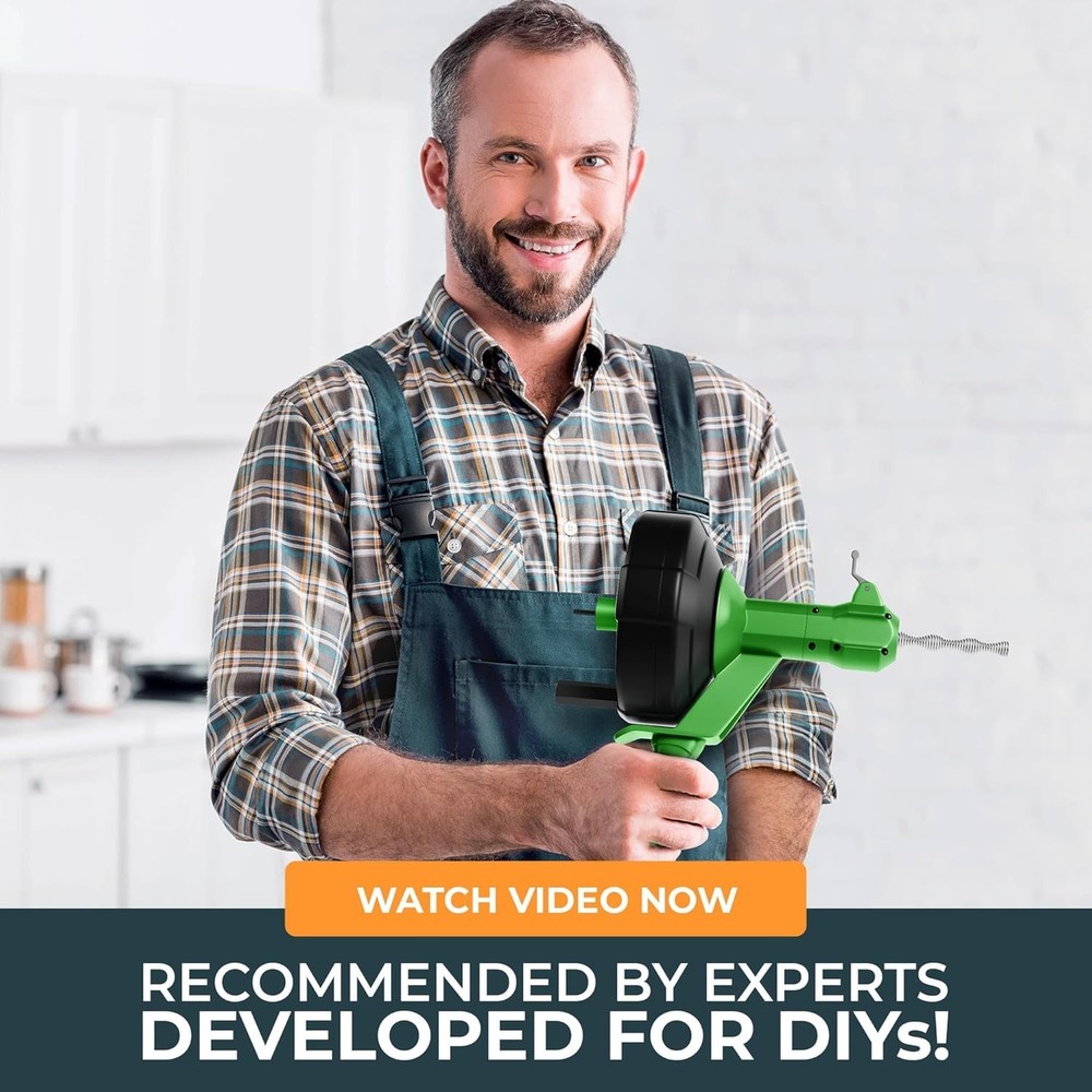 25FT Professional Drain Cleaning Snake - Fast, Eco-Friendly Unblocking Solution