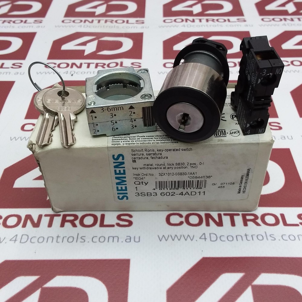 3SB3 602-4AD11 | Siemens | Key Switch, 22mm, 2 Position, Opened