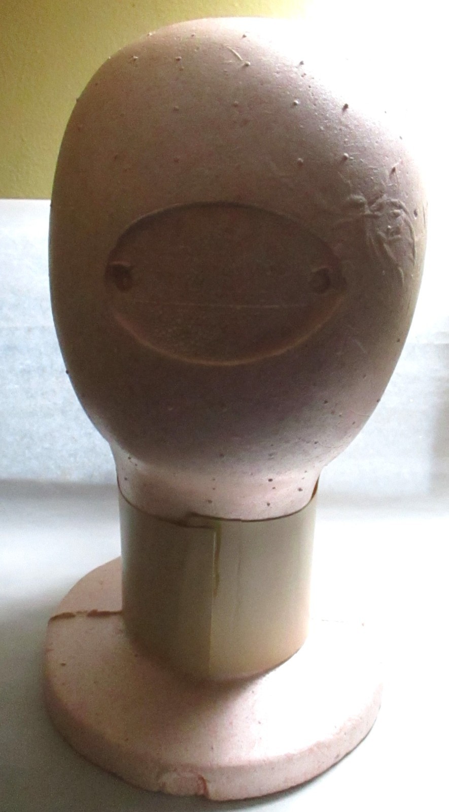 VINTAGE 1960s PLASTI-PERSONALITIES MANNEQUIN HEAD STYROFOAM w/ PLASTIC WRAP FACE