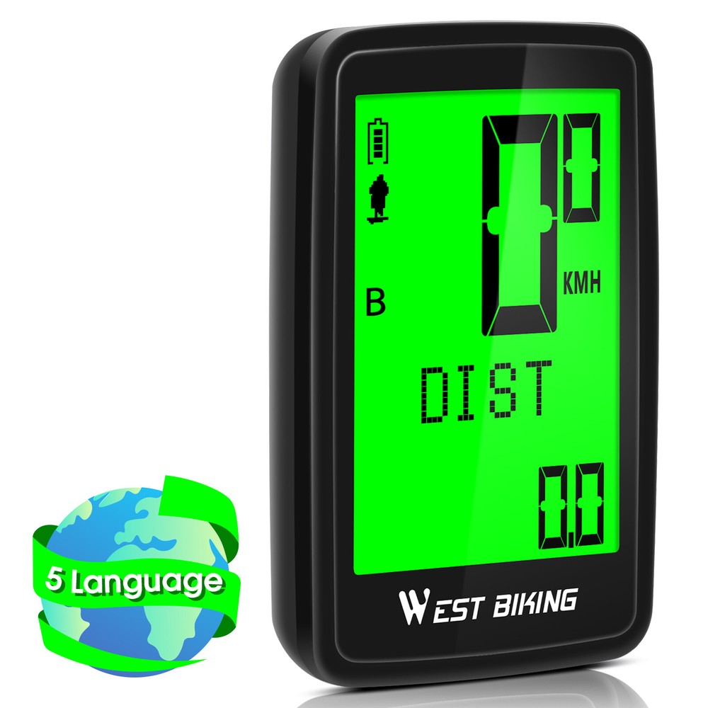 WEST BIKING Waterproof USB Rechargeable Wireless Bicycle Computer Speedometer