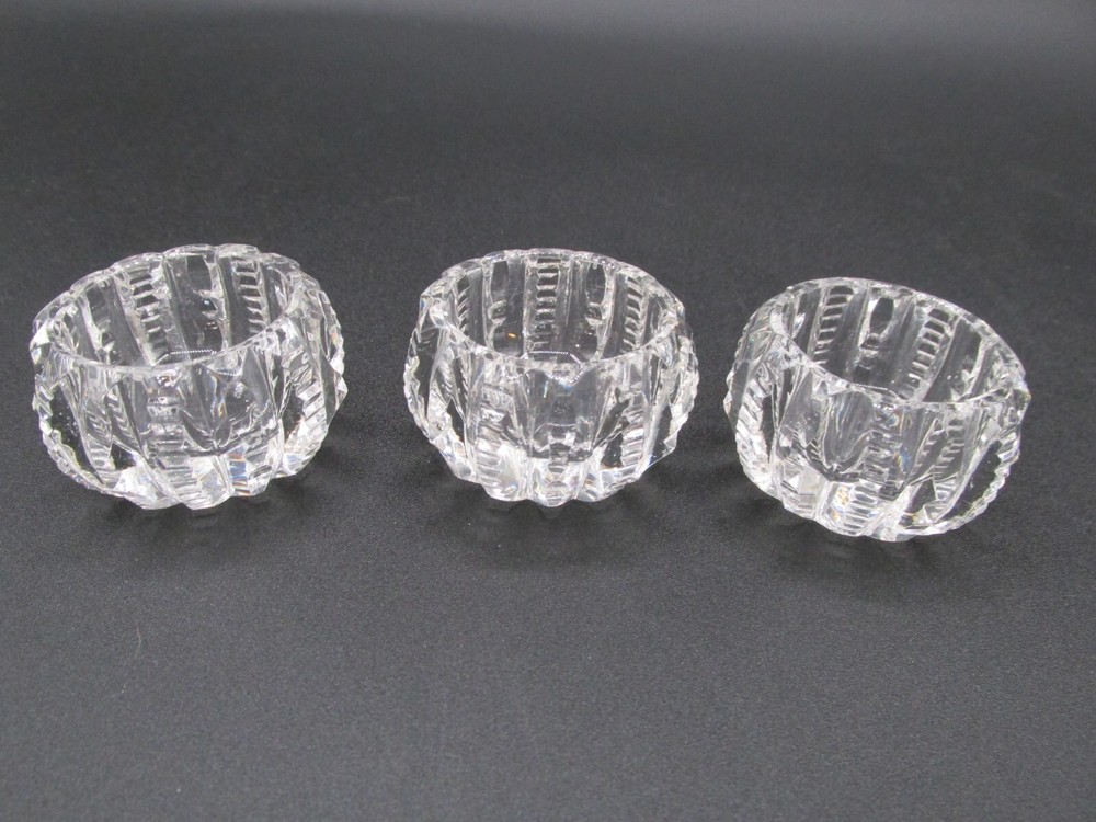VINTAGE SET 3 OPEN SALT CELLARS ROUND RIDGED PATTERN!