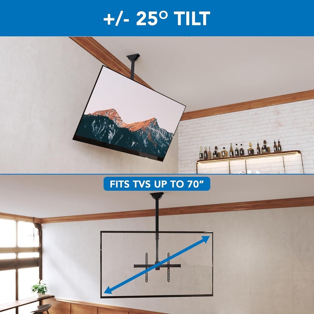 Premium Full Motion Ceiling TV Mount - Adjustable Height & Tilt for OLED TVs