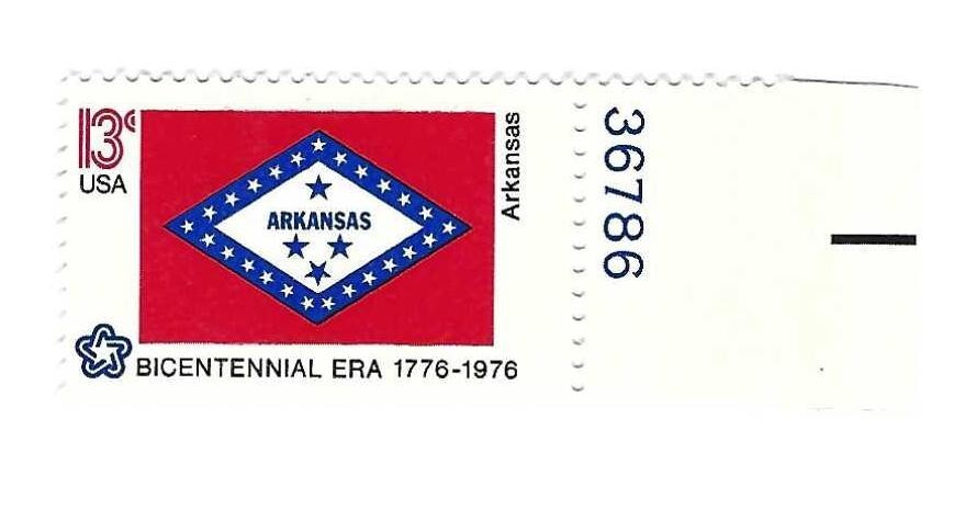 STAMP US SCOTT 1657 "Arkansas Flag" 13 CENT 1976 MNH WITH PB #