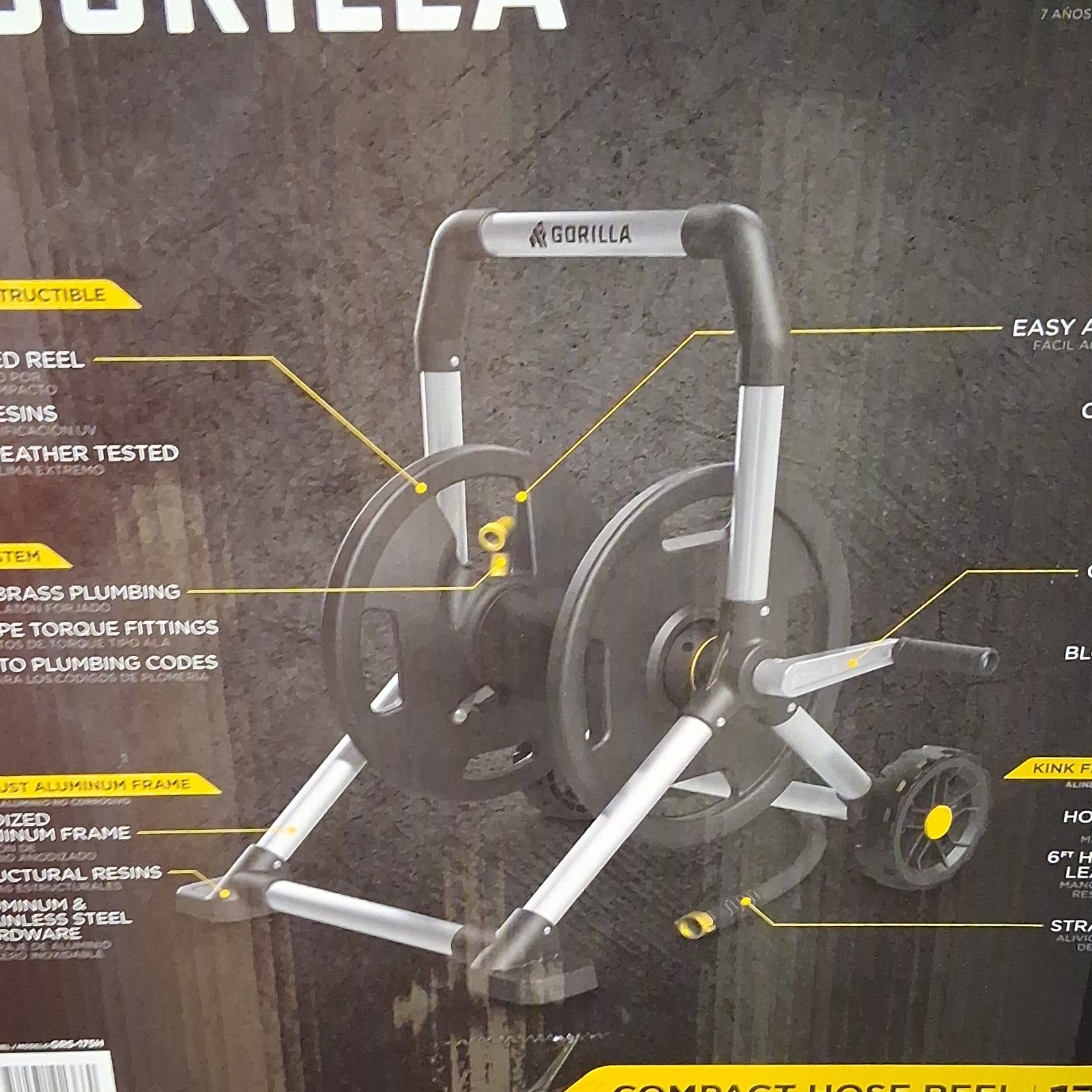 Gorilla Hose Reel 175 ft Kink Free Alignment Easy Access Stable Stance Outdoor