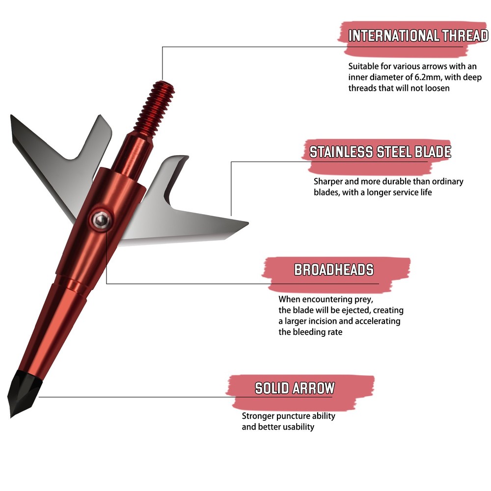 12Pcs 100Gr Swhacker Hunting Broadheads Expandable Sharp Blade Crossbow Tips Bow