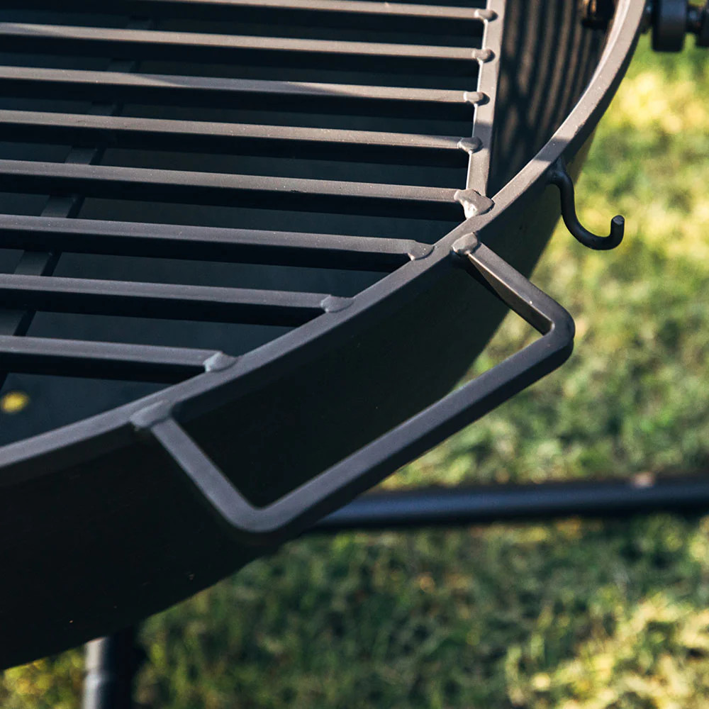 Ash & Ember 42" Cast Iron Cauldron Fire Pit Bowl with Double Hinged Grate