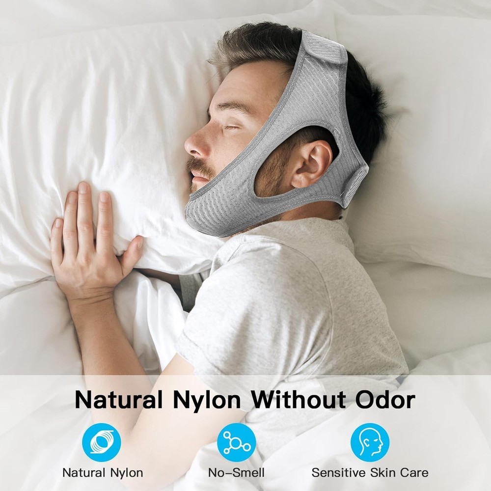 Adjustable Anti Snoring Chin Strap - Soft, Breathable Solution for Couples