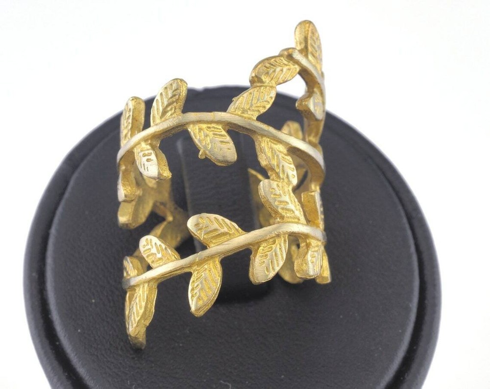 Leaf Ring Adjustable Raw brass (18mm 8US inner size) 2821
