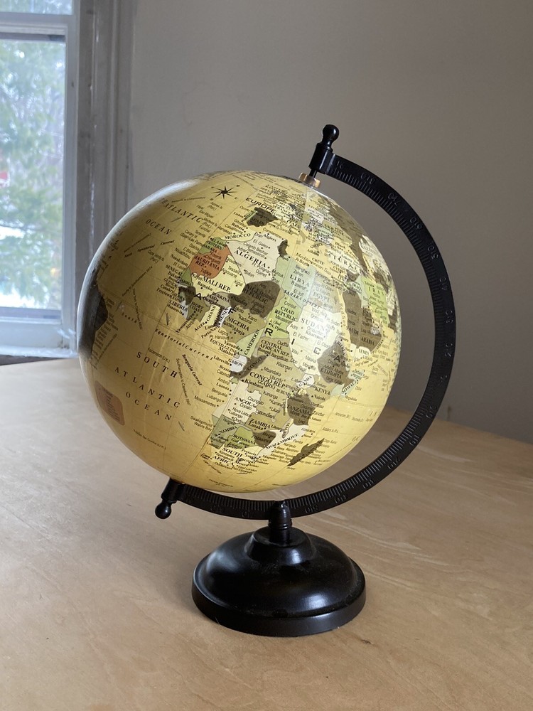 decorative 8” World globe Metal Base Septic Toned