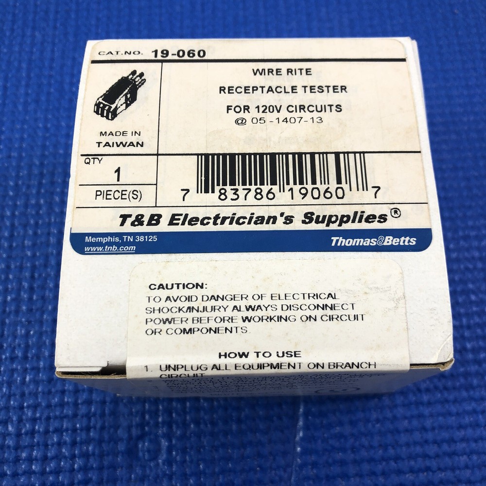 Thomas & Betts 19-060 Wire Rite Receptacle Tester for 120V Circuts