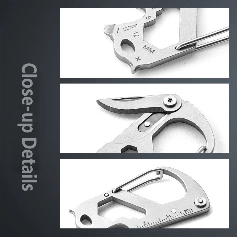 Multifunctional EDC folding knife, mini hiking clip-on keychain, portable tool