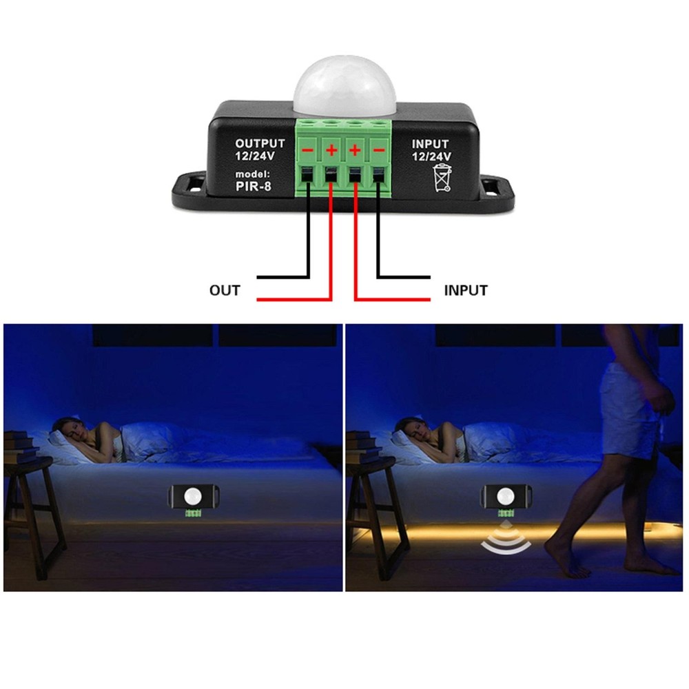 Body Infrared PIR Motion Sensor Switch For LED Light Strip Automatic DC 12V C
