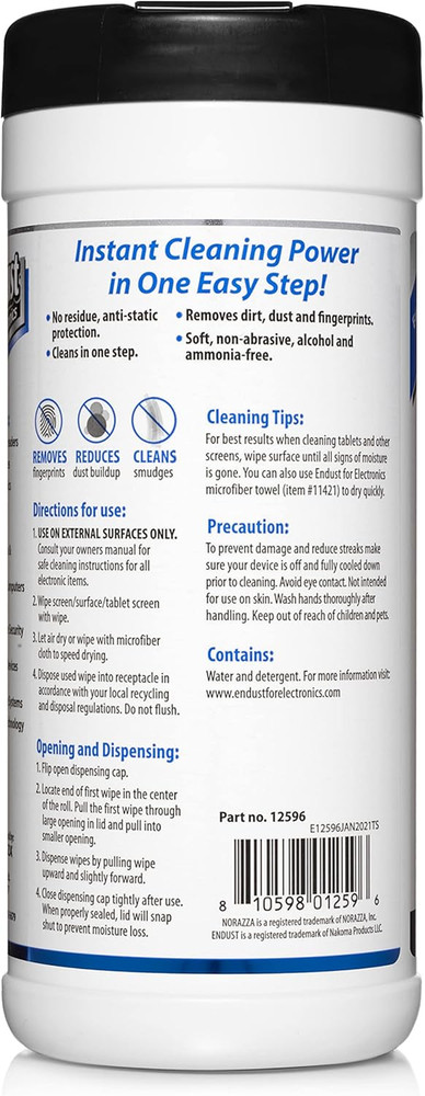 Endust for Electronics, Touchscreen cleaning wipes, Great tablet wipes, 70 count