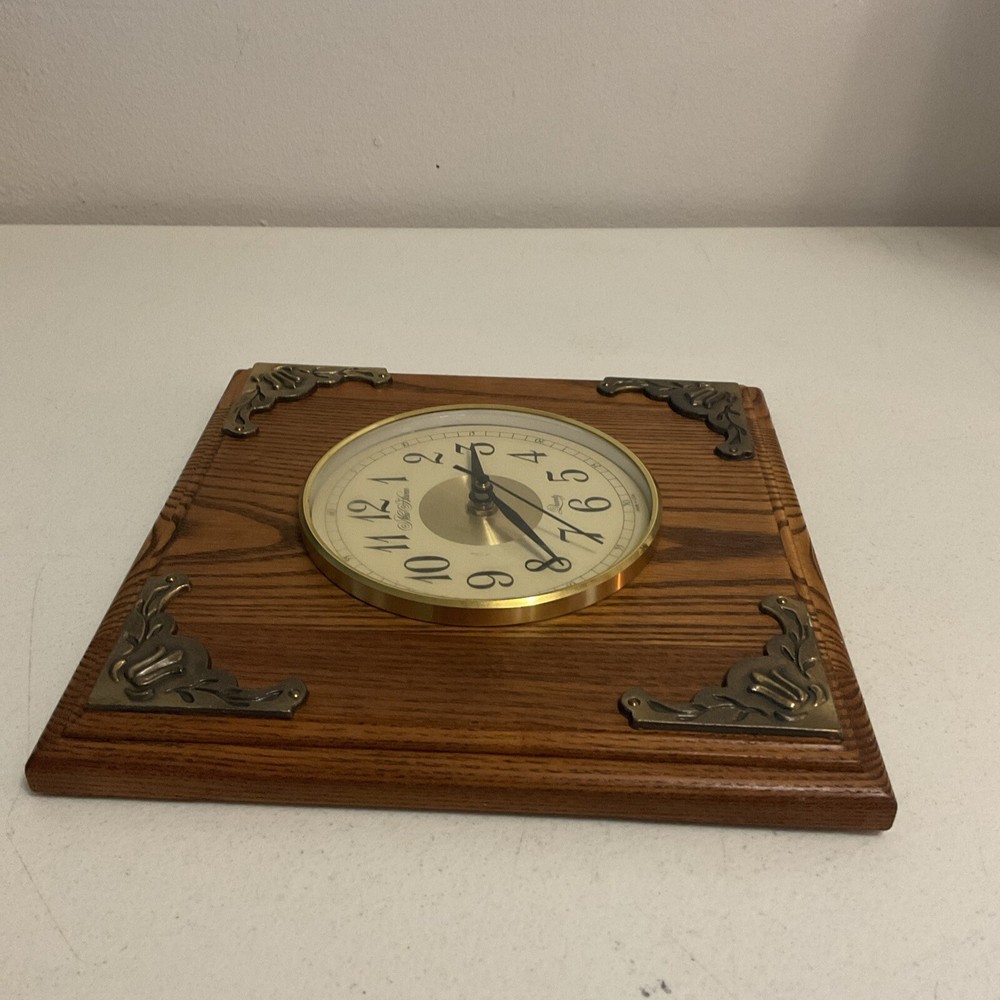 Vintage New Haven Wall Clock With Brass Corner Decor, Tested