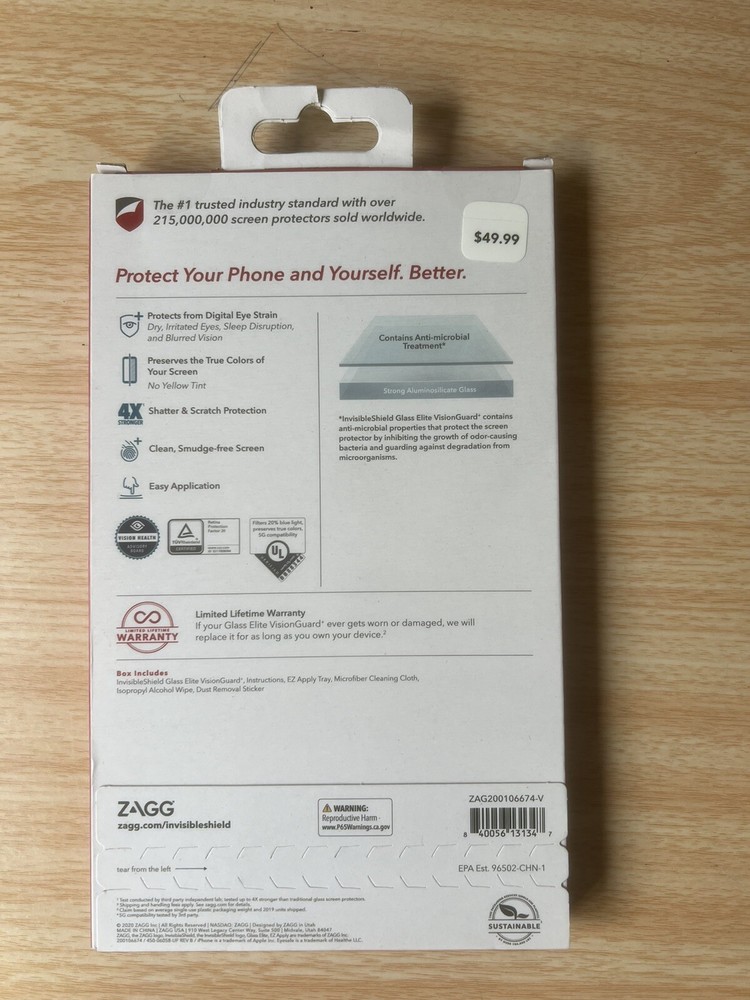 ZAGG Shield Elite VisionGuard Screen Protector iPhone 12 /13/14/15 Pro Max