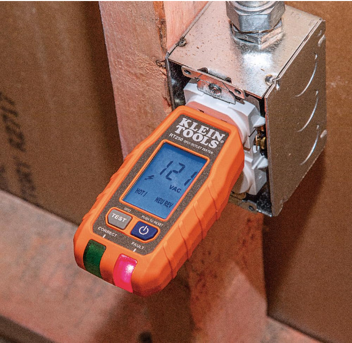 Klein Tools RT250 GFCI Outlet Tester with LCD Display, Electric Voltage Tester