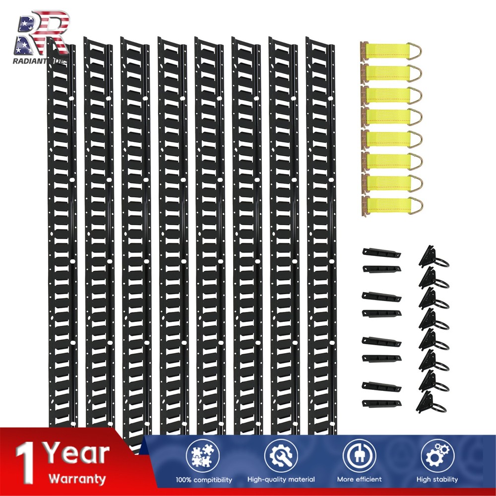 32 Pcs 5 Ft Black E Track Rails Kit Matte Finish For Cargo Tie Down System Steel